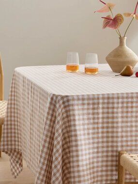 Quince European Linen Gingham Tablecloth Cafe Gingham 70 x 90 NWOT